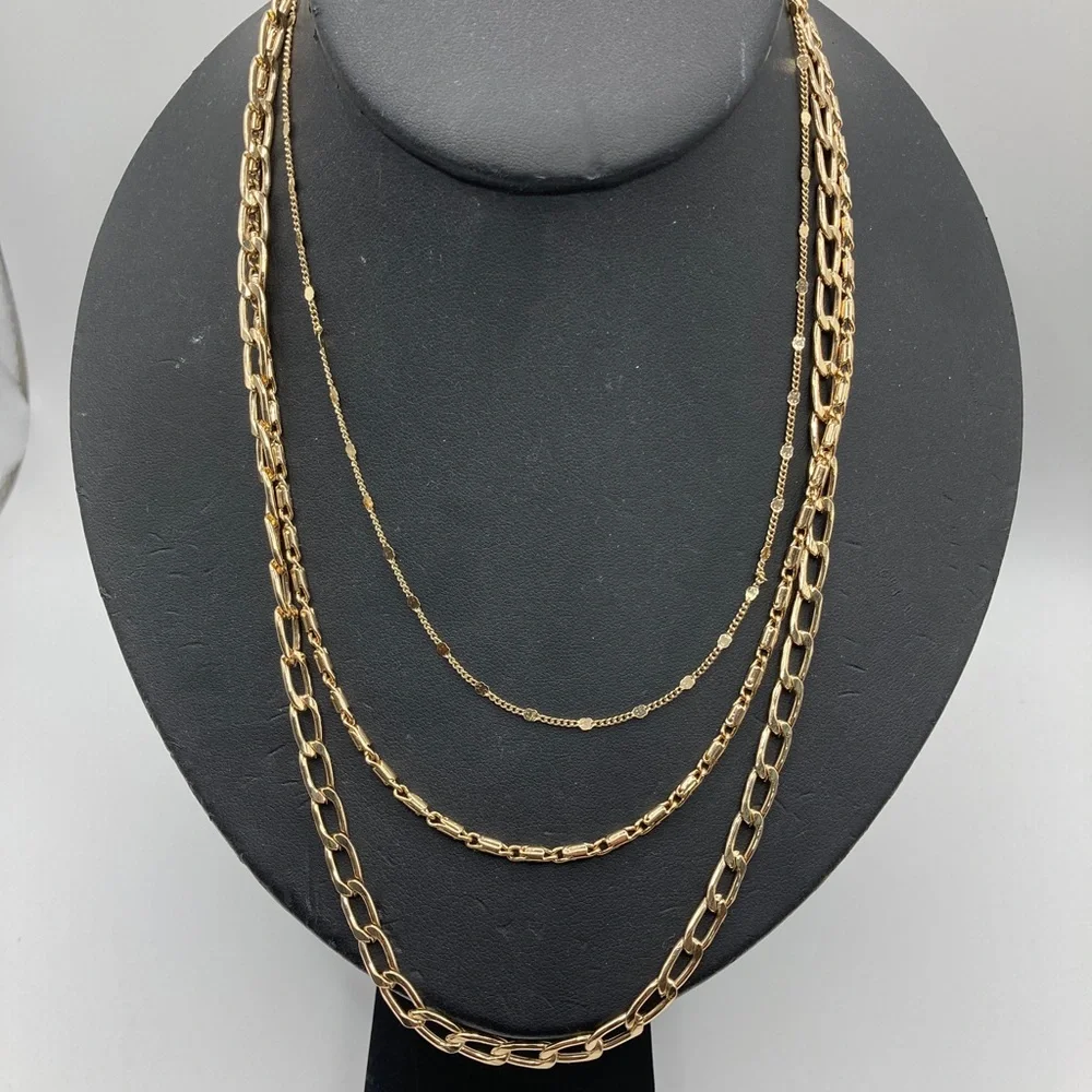 Triple Chain Multi Gold Tone Finish Lobster Claw‎ 18